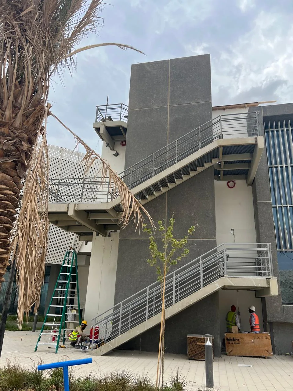 Reinforced concrete building and access stair.
